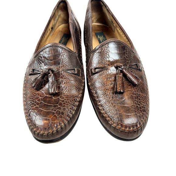 Zelli Brown Textured Leather Tassel Loafers – Size 13M (Made in Italy) main image 6